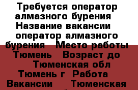 Требуется оператор алмазного бурения › Название вакансии ­ оператор алмазного бурения › Место работы ­ Тюмень › Возраст до ­ 40 - Тюменская обл., Тюмень г. Работа » Вакансии   . Тюменская обл.